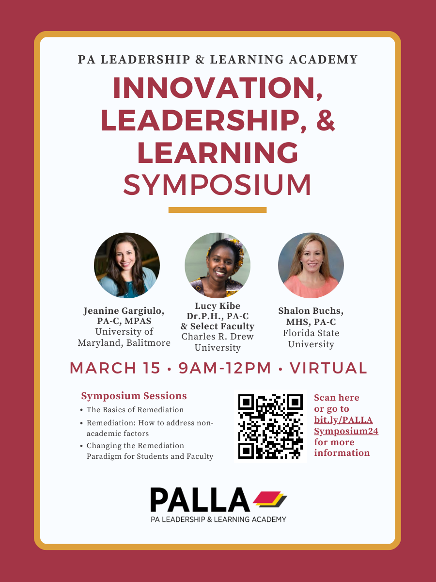A flyer with information about the 2024 PALLA Symposium on 3/15